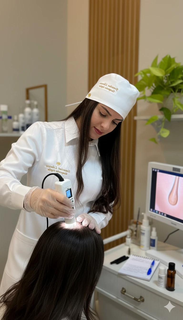 Avaliação Tricológica Sertãozinho - Diagnóstico de Queda de Cabelo e Calvície - Francine Liberato